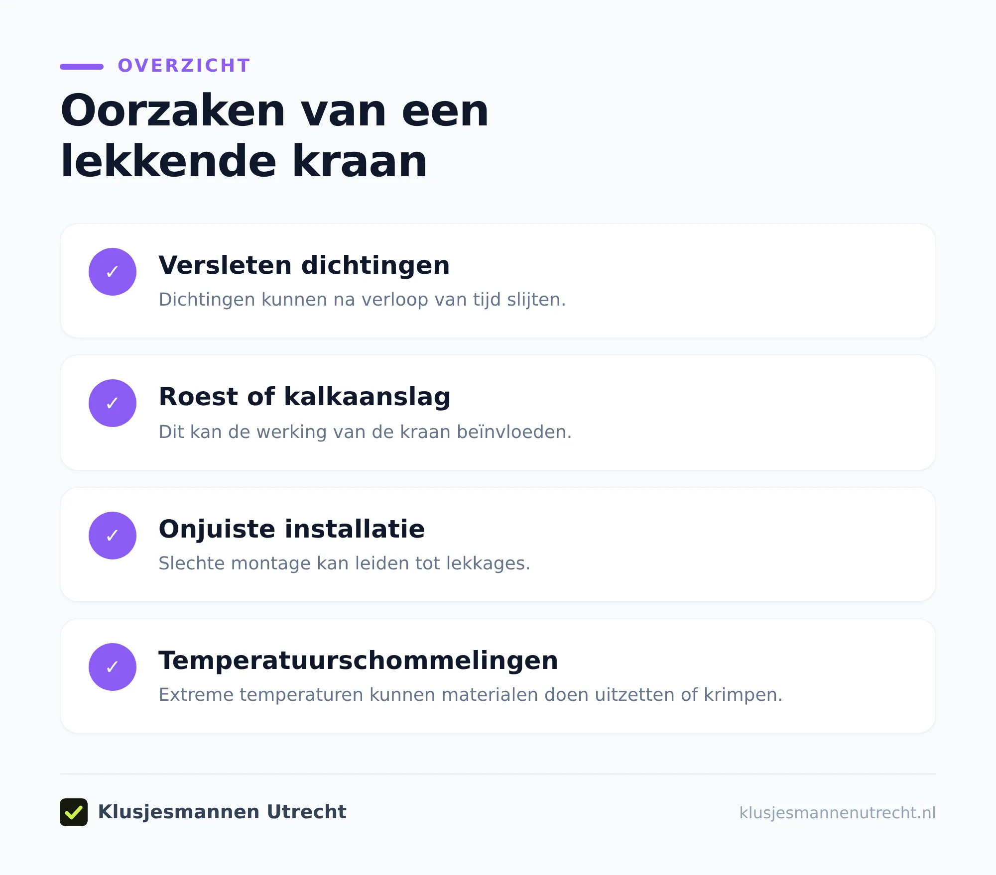 Welke onderdelen veroorzaken een lekkage?